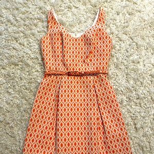 Trina Turk coral and cream jacquard dress